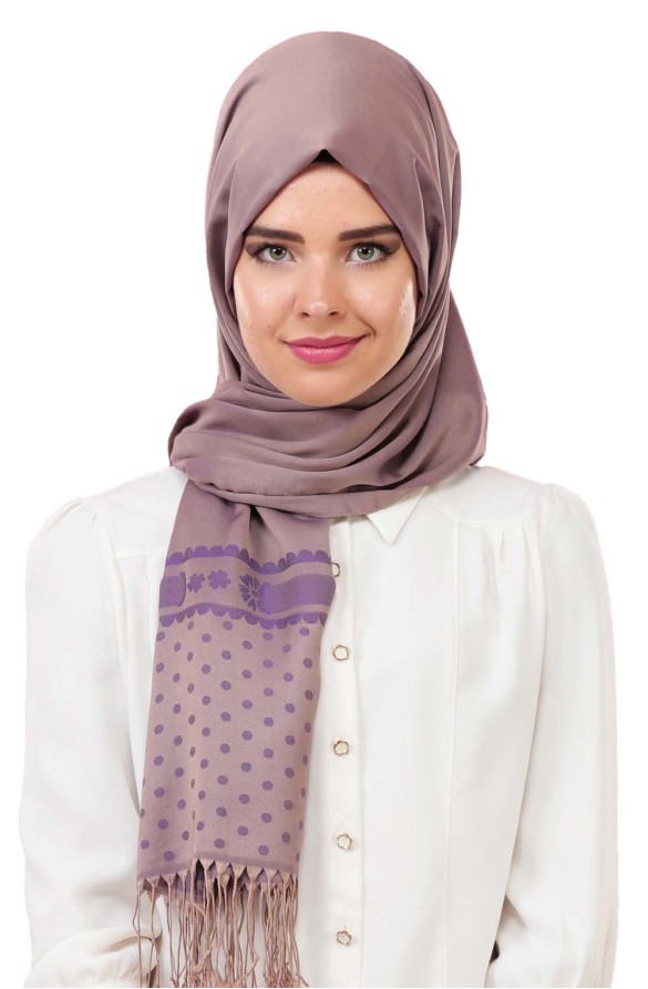 Cachmira Desenli Viskon Pudra Şal